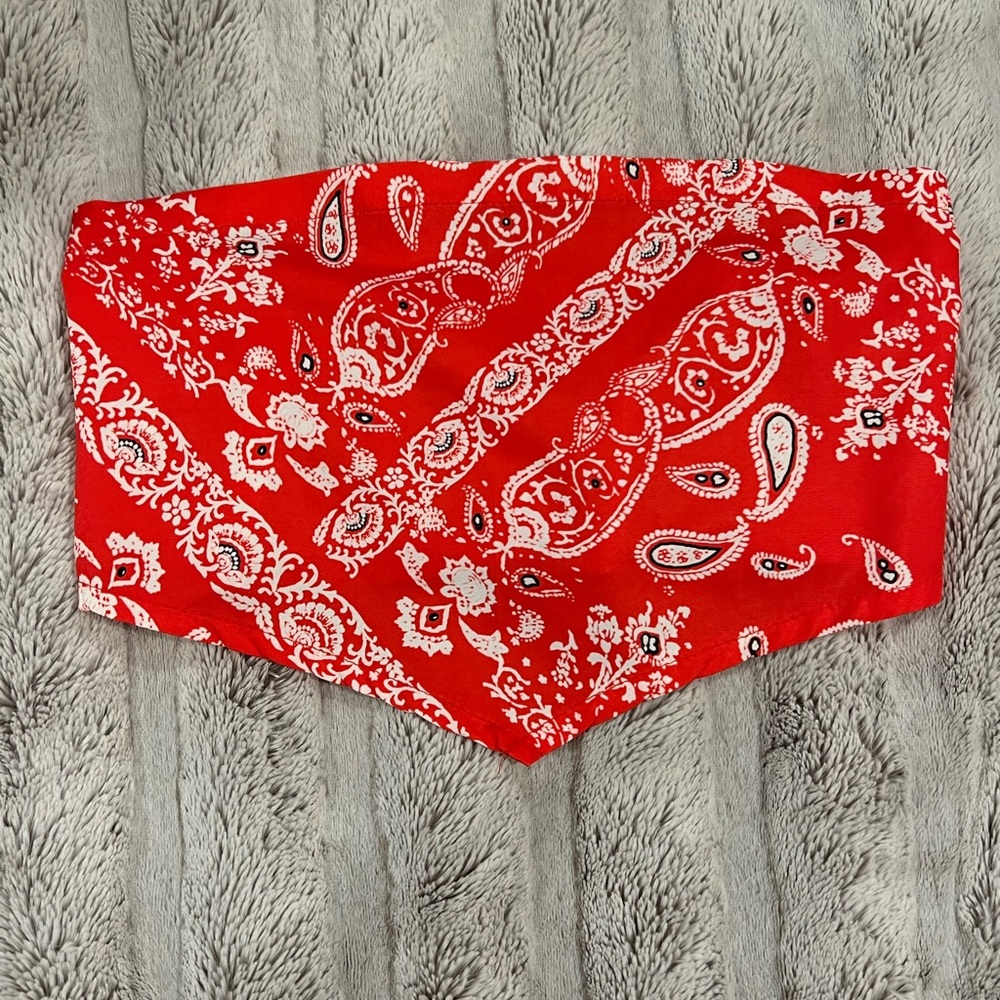 Shein Crop Top - Red Bandanna Pattern